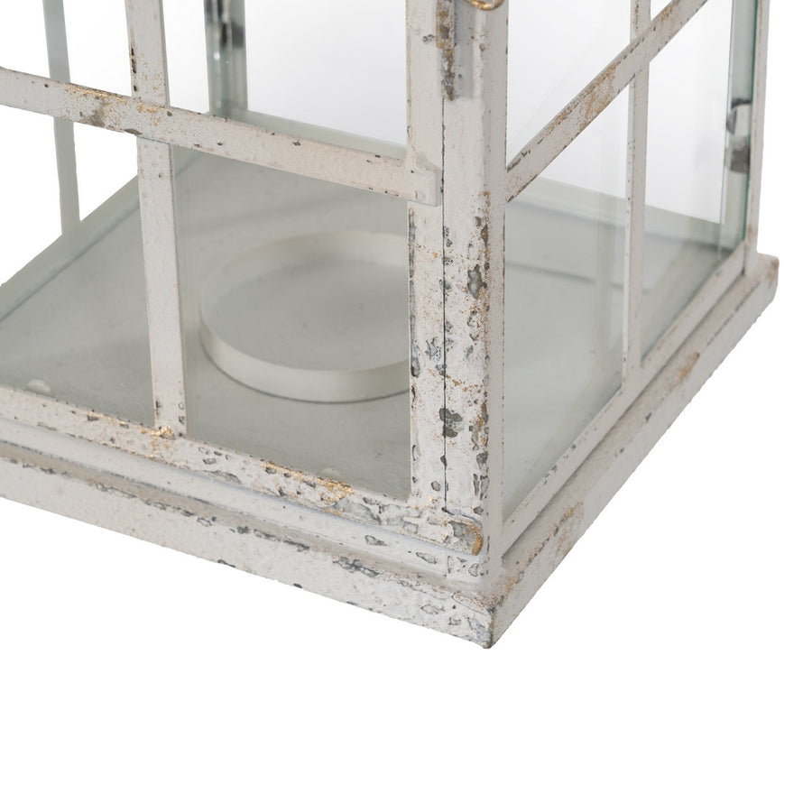 FAROL PORTAVELAS BLANCO METAL 21 X 21 X 63 CM