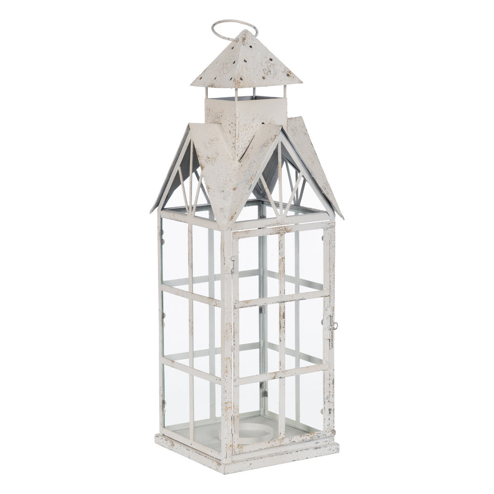 FAROL PORTAVELAS BLANCO METAL 21 X 21 X 63 CM