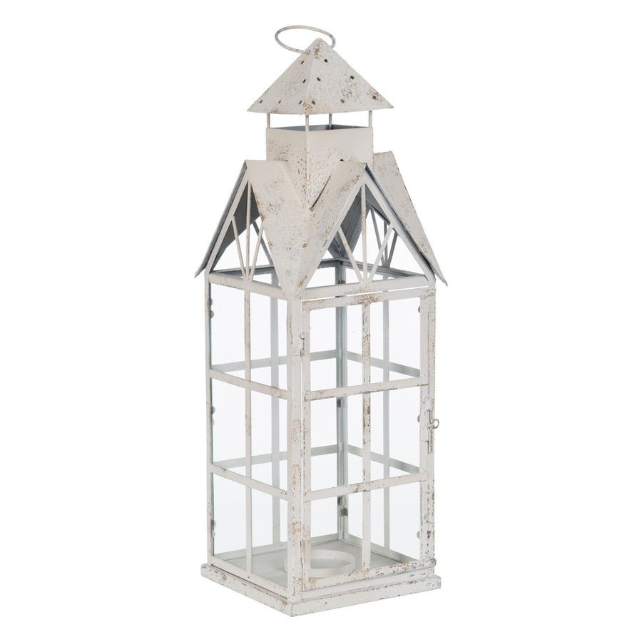 FAROL PORTAVELAS BLANCO METAL 21 X 21 X 63 CM