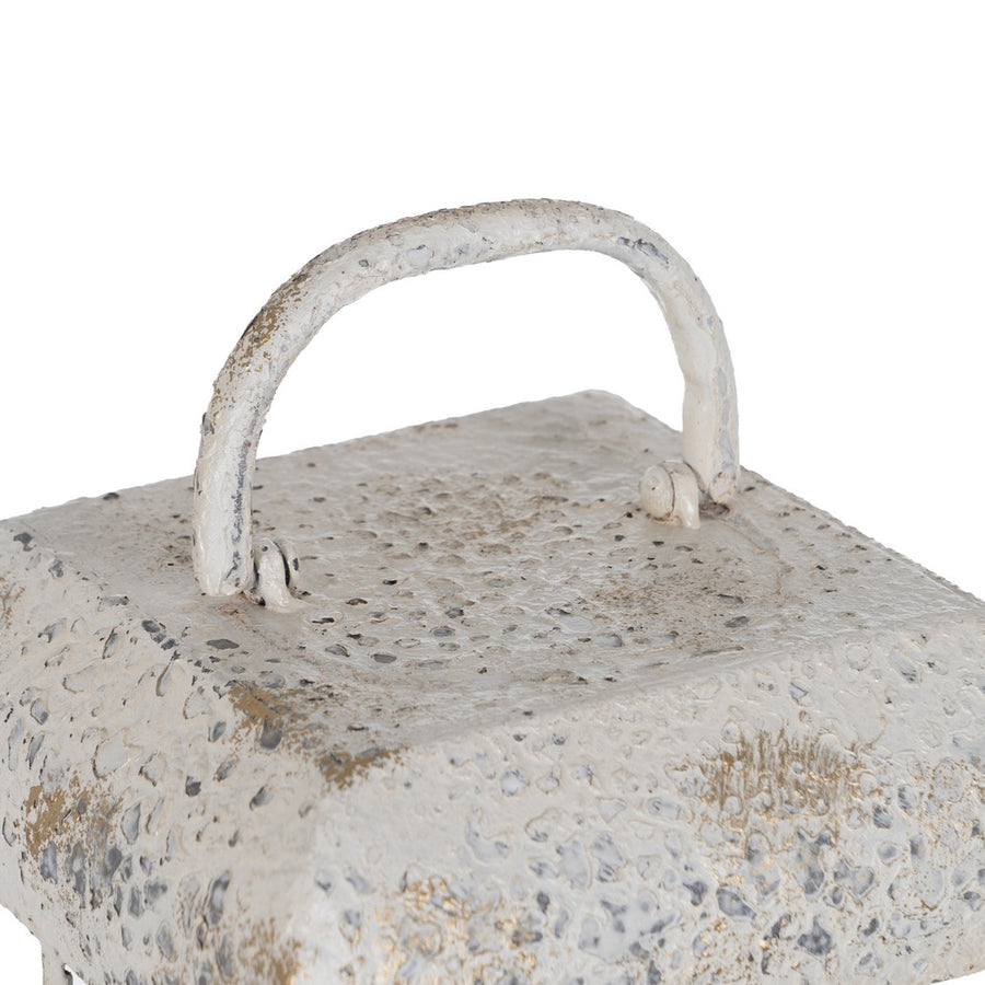 LIGHT BLUE METAL CANDLE HOLDER LANTERN 18 X 18 X 61 CM