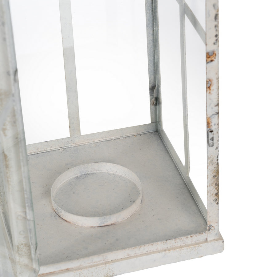 LIGHT BLUE METAL CANDLE HOLDER LANTERN 18 X 18 X 61 CM