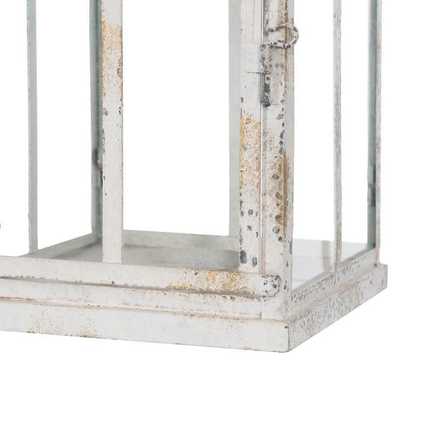 LIGHT BLUE METAL CANDLE HOLDER LANTERN 18 X 18 X 61 CM
