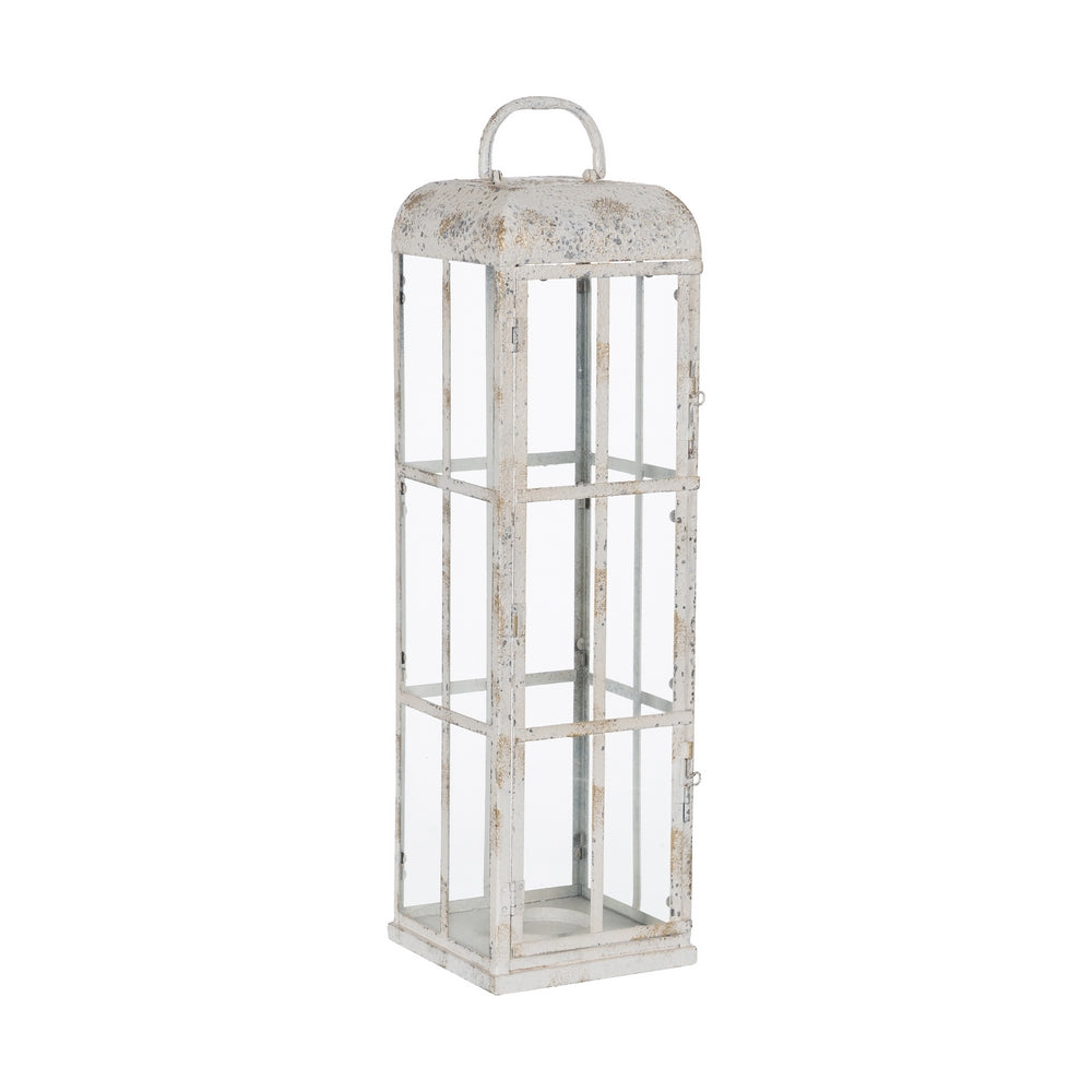 LIGHT BLUE METAL CANDLE HOLDER LANTERN 18 X 18 X 61 CM