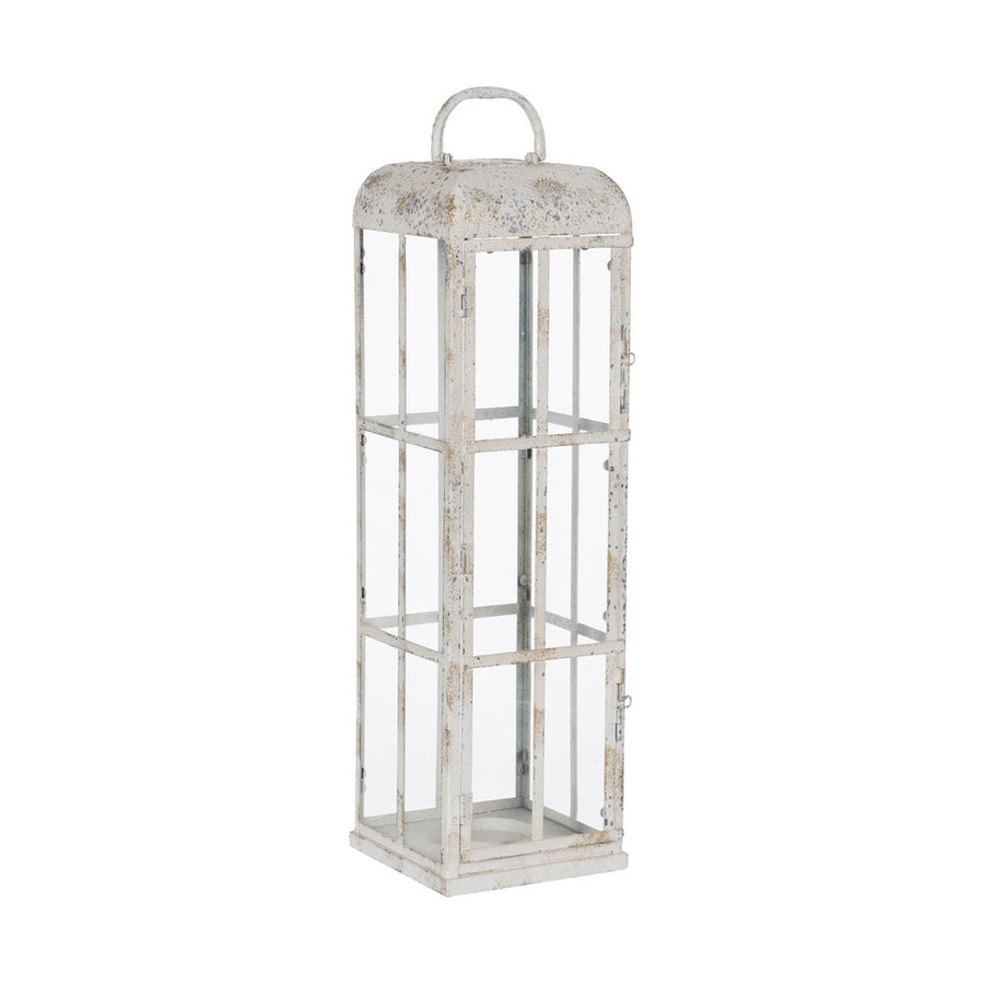 LIGHT BLUE METAL CANDLE HOLDER LANTERN 18 X 18 X 61 CM