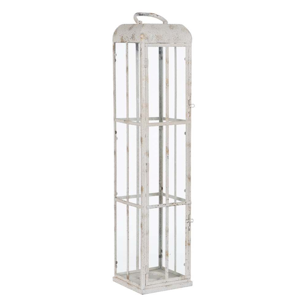FAROL PORTAVELAS AZUL CLARO METAL 18 X 18 X 81 CM
