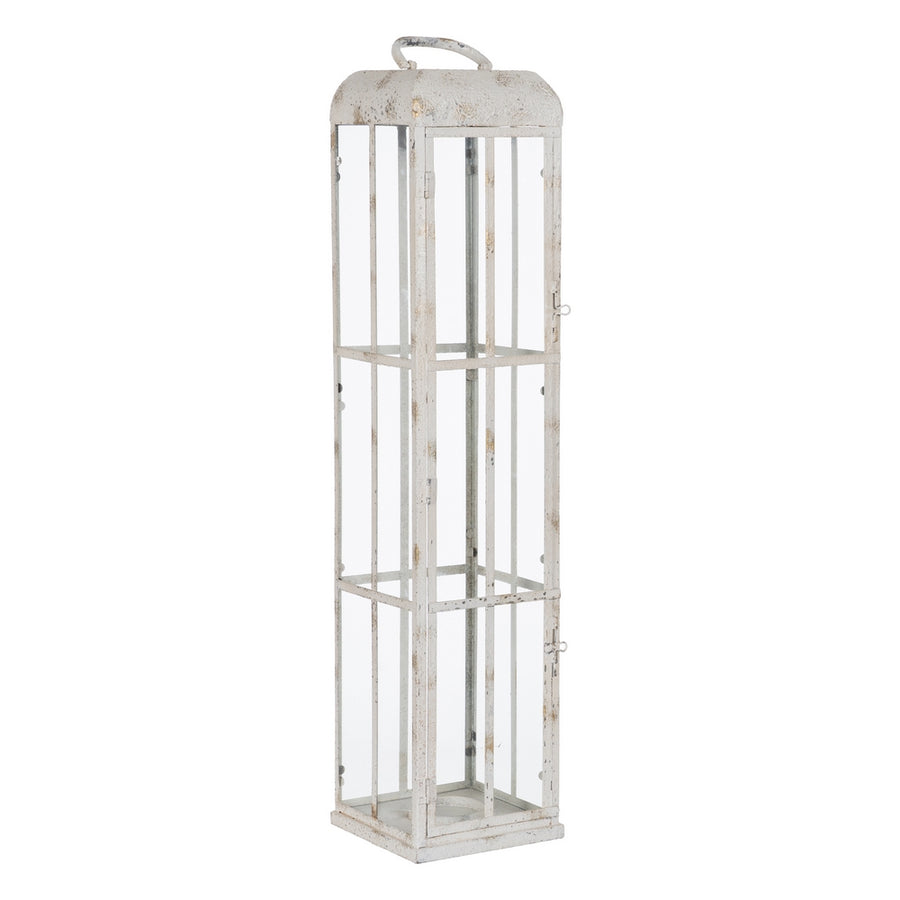 FAROL PORTAVELAS AZUL CLARO METAL 18 X 18 X 81 CM