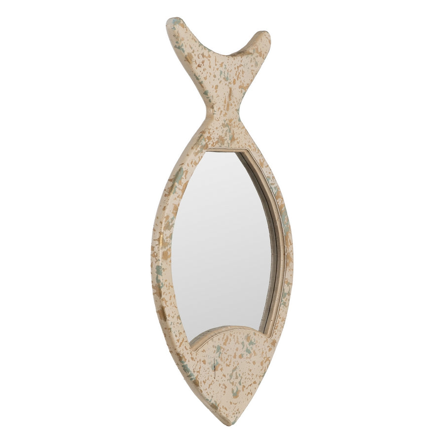 WHITE FISH MIRROR WORN WOOD 36 X 2 X 64 CM