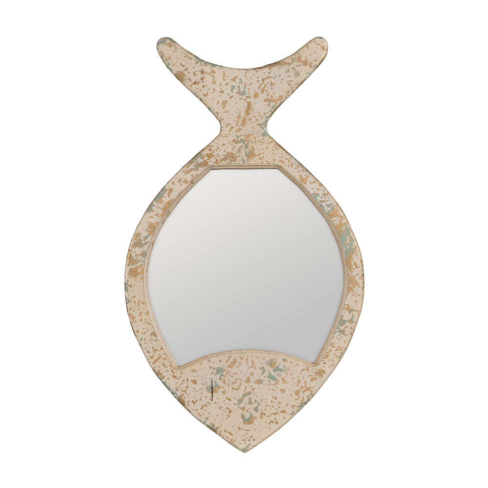 WHITE FISH MIRROR WORN WOOD 36 X 2 X 64 CM