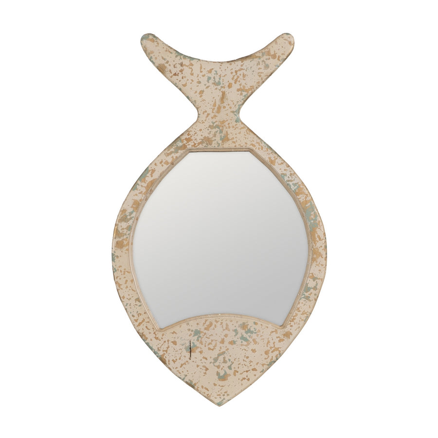 WHITE FISH MIRROR WORN WOOD 36 X 2 X 64 CM