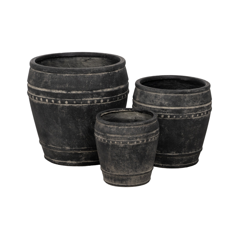 S/3 BLACK MAGNESIUM PLANTER DECORATION 47 X 47 X 47 CM