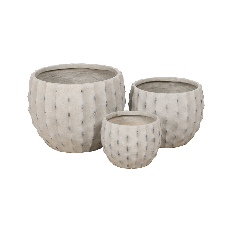 S/3 POT CREAM MAGNESIUM DECORATION 47 X 47 X 37.50 CM