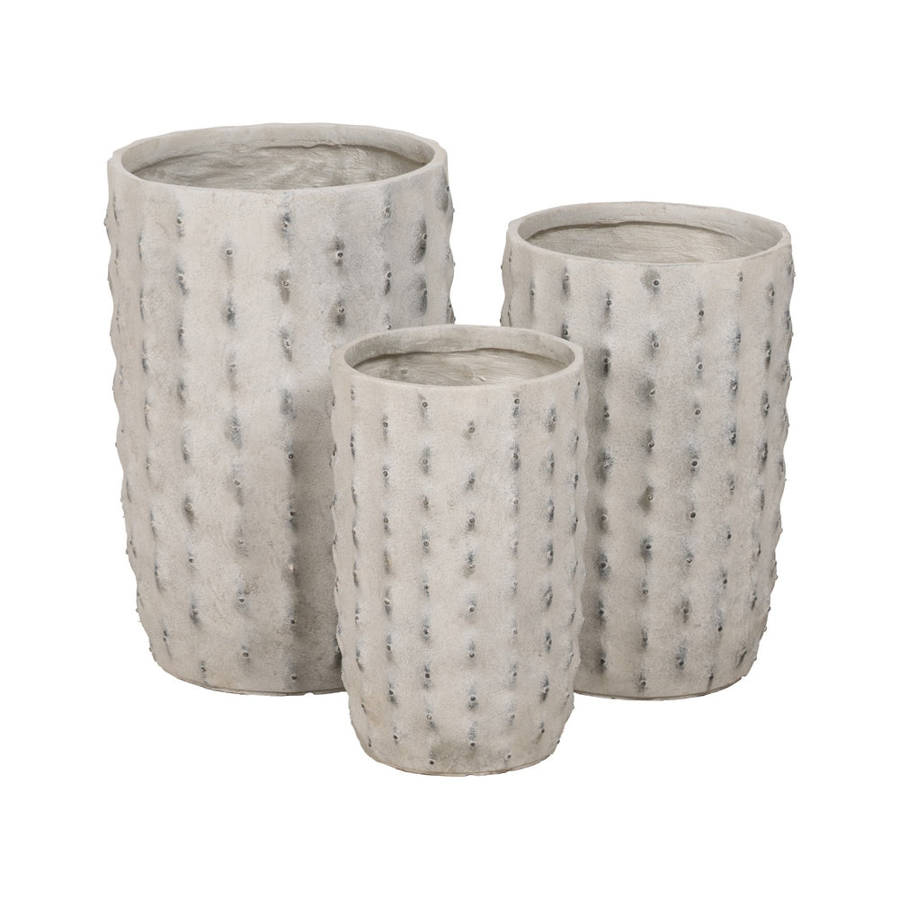 SET OF 3 CREAM MAGNESIUM VASES DECORATION 34.50 X 34.50 X 54 CM