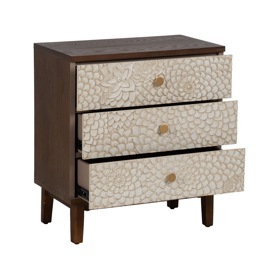CARVED WHITE-BROWN DM-WOOD SIDE TABLE 64 X 36 X 71 CM