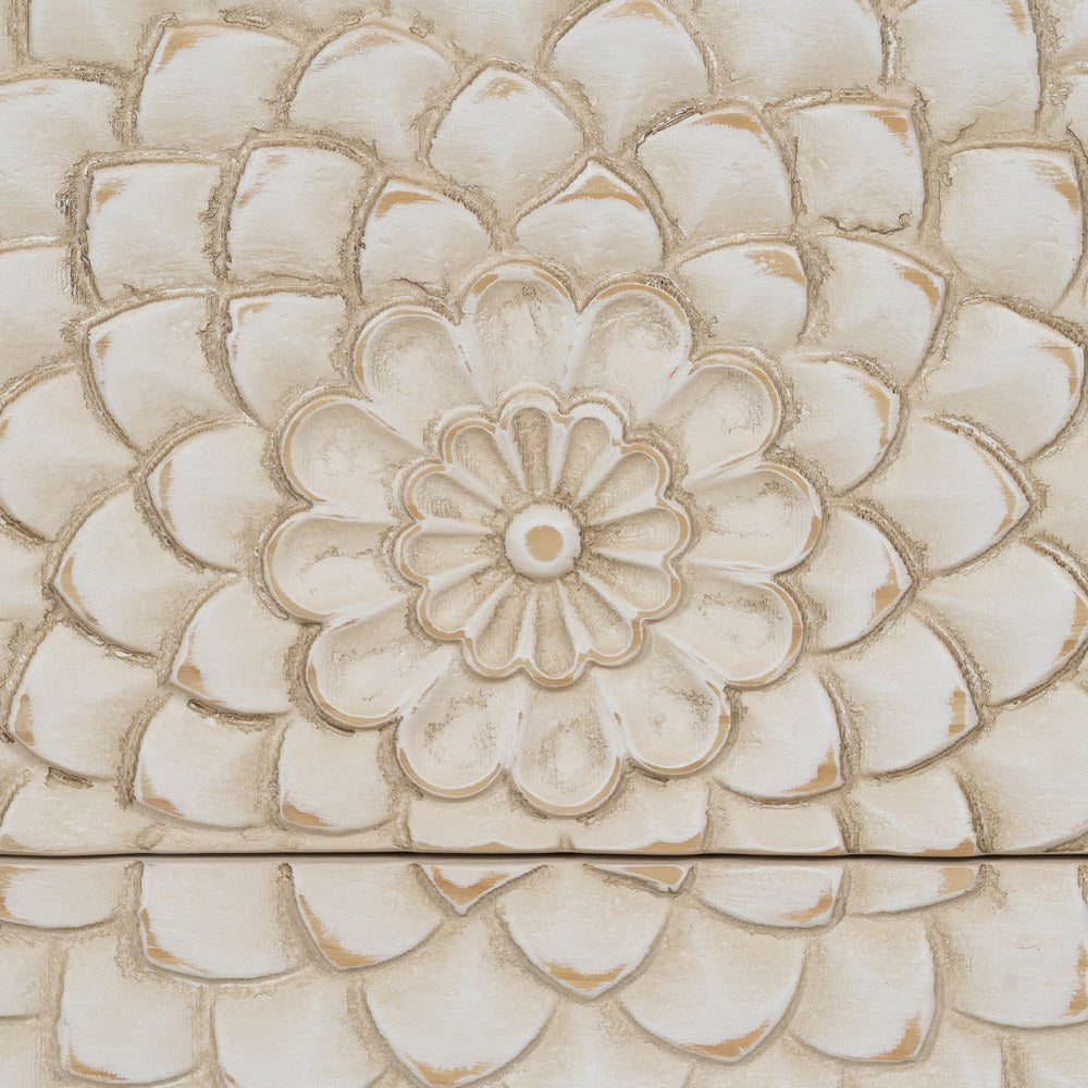 CARVED WHITE-BROWN DM-WOOD SIDE TABLE 64 X 36 X 71 CM