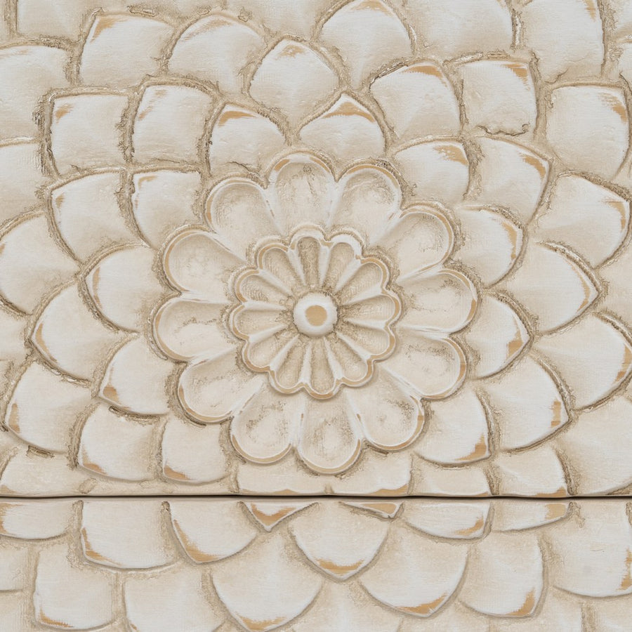 CARVED WHITE-BROWN DM-WOOD SIDE TABLE 64 X 36 X 71 CM