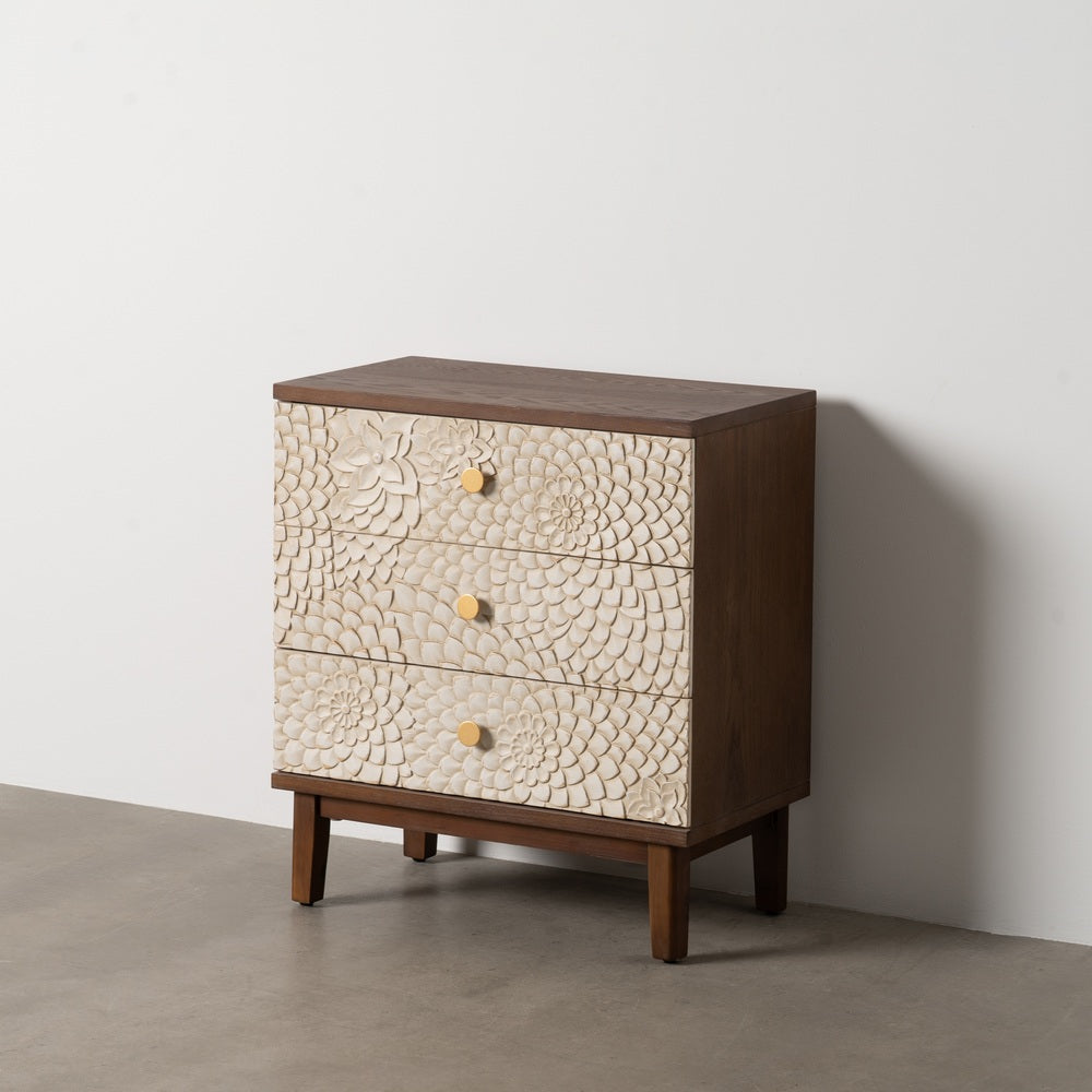 MESITA TALLADA BLANCO-MARR�N DM-MADERA 64 X 36 X 71 CM