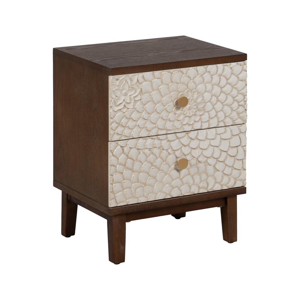 MESITA TALLADA BLANCO-MARR�N DM-MADERA 48 X 36 X 60 CM