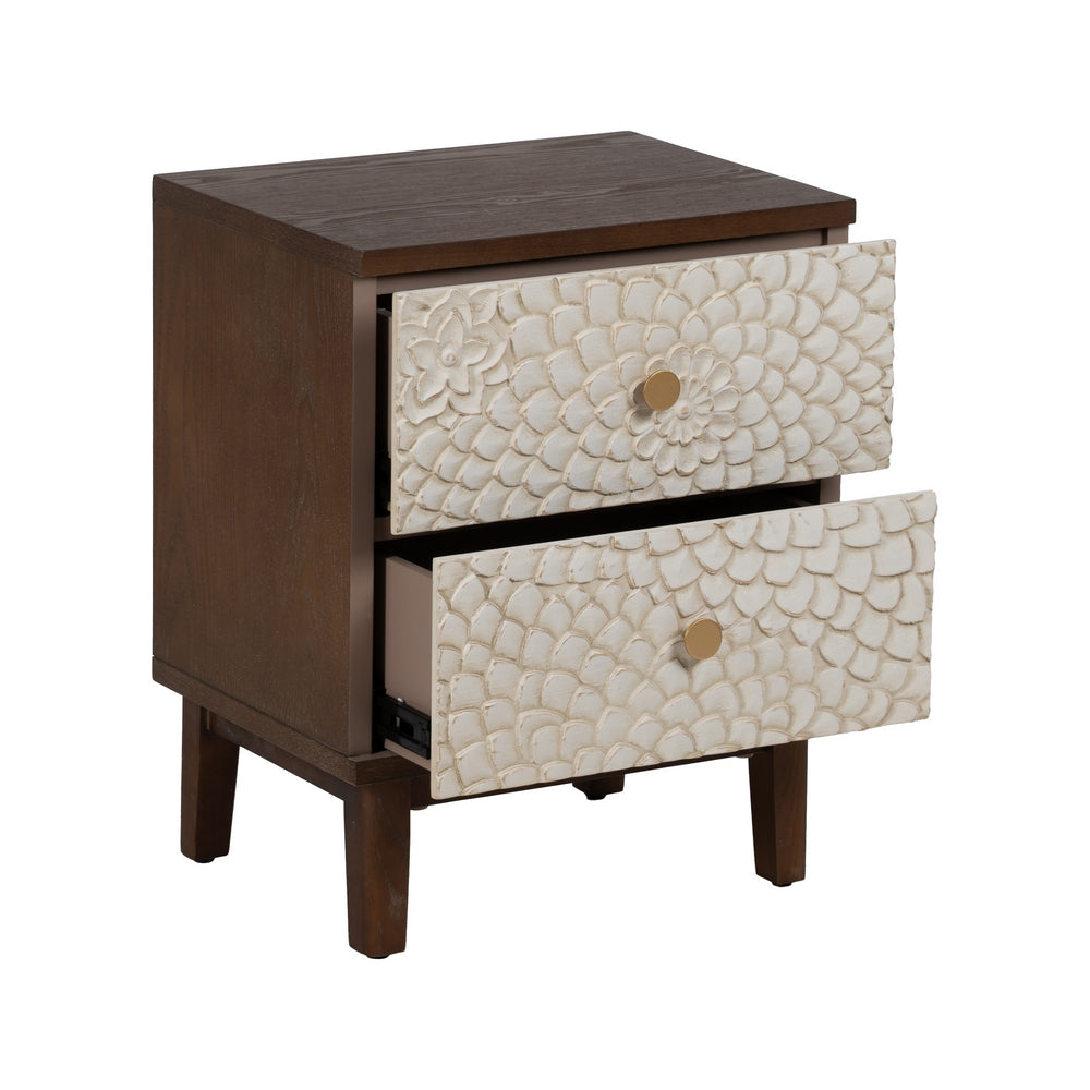 MESITA TALLADA BLANCO-MARRÓN DM-MADERA 48 X 36 X 60 CM