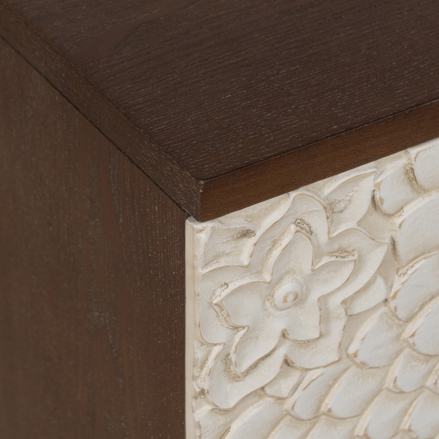 MESITA TALLADA BLANCO-MARRÓN DM-MADERA 48 X 36 X 60 CM
