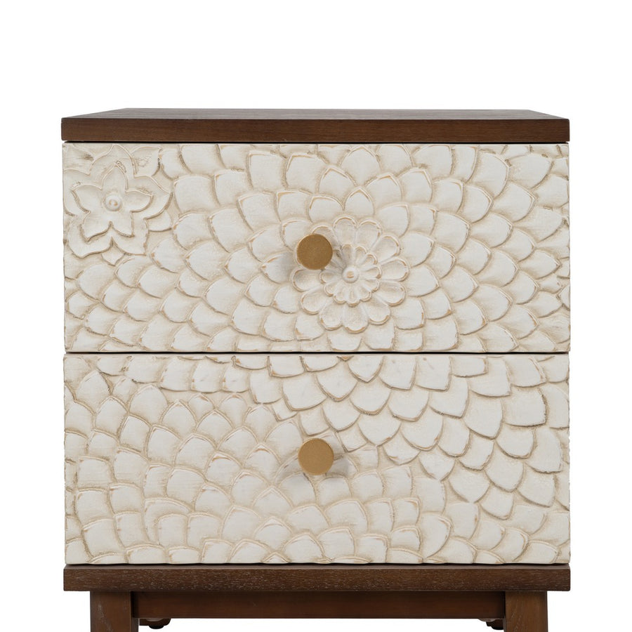 MESITA TALLADA BLANCO-MARRÓN DM-MADERA 48 X 36 X 60 CM