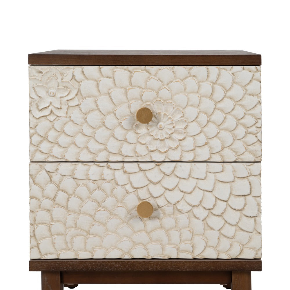 MESITA TALLADA BLANCO-MARRÓN DM-MADERA 48 X 36 X 60 CM