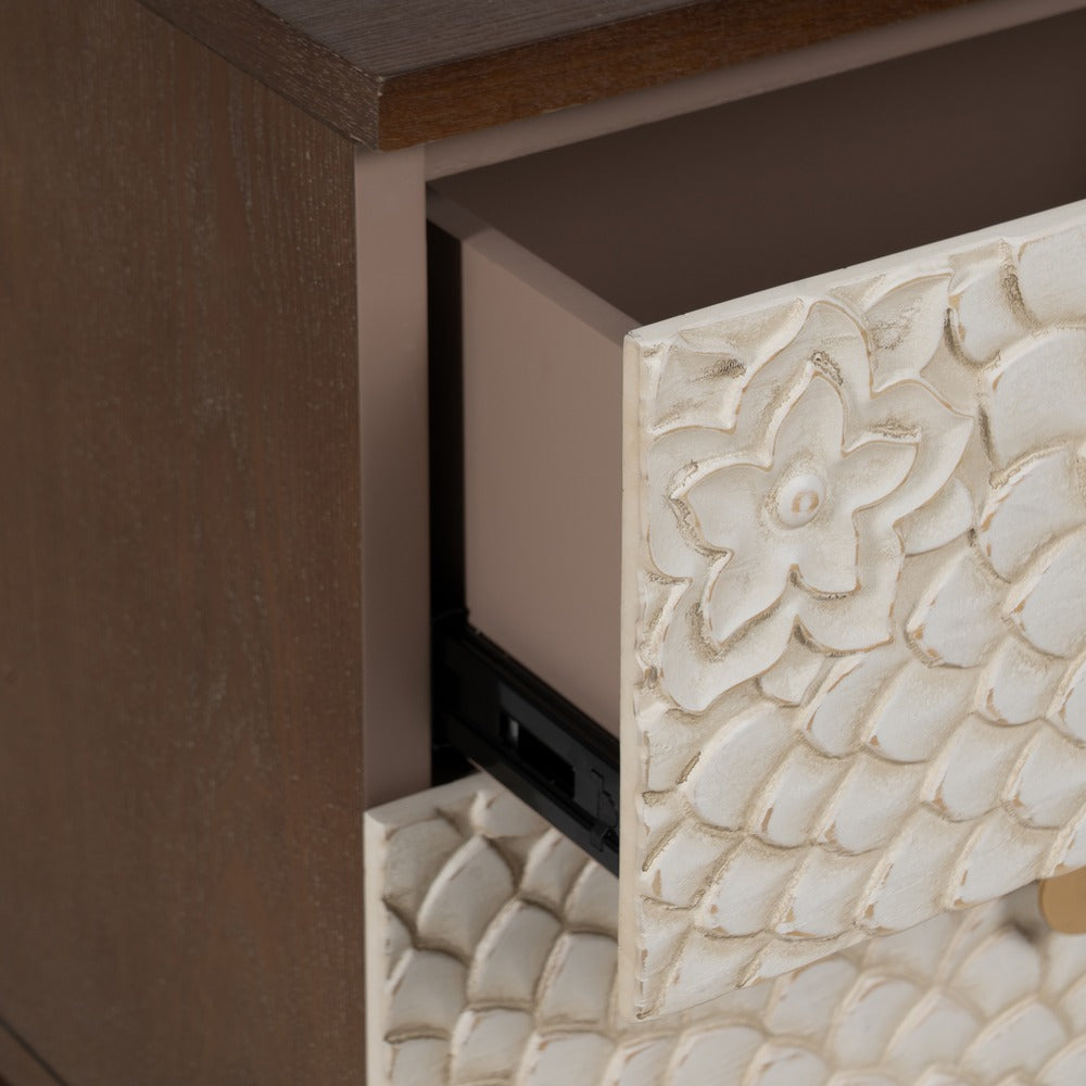 MESITA TALLADA BLANCO-MARRÓN DM-MADERA 48 X 36 X 60 CM