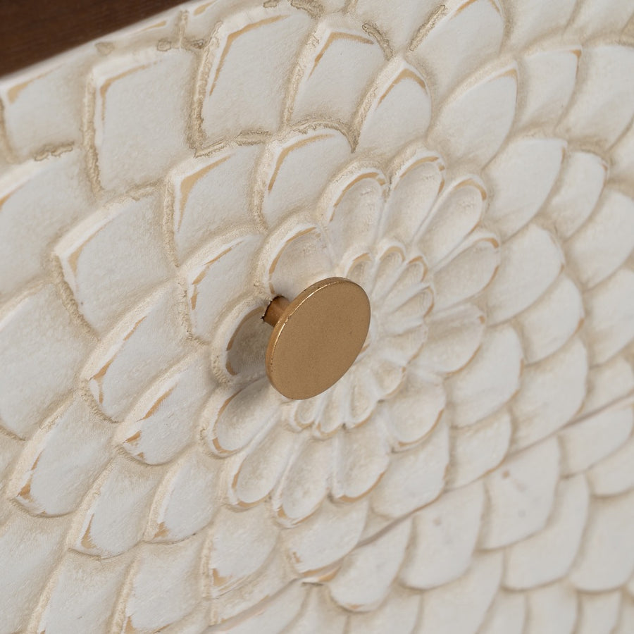 MESITA TALLADA BLANCO-MARRÓN DM-MADERA 48 X 36 X 60 CM