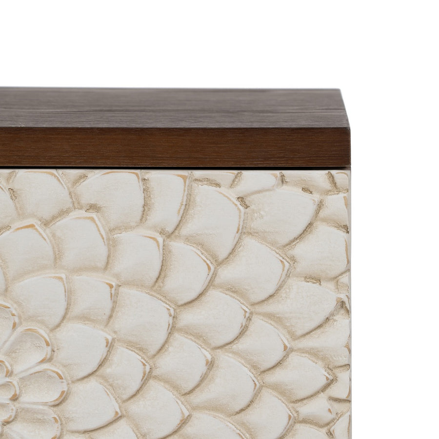 MESITA TALLADA BLANCO-MARRÓN DM-MADERA 48 X 36 X 60 CM