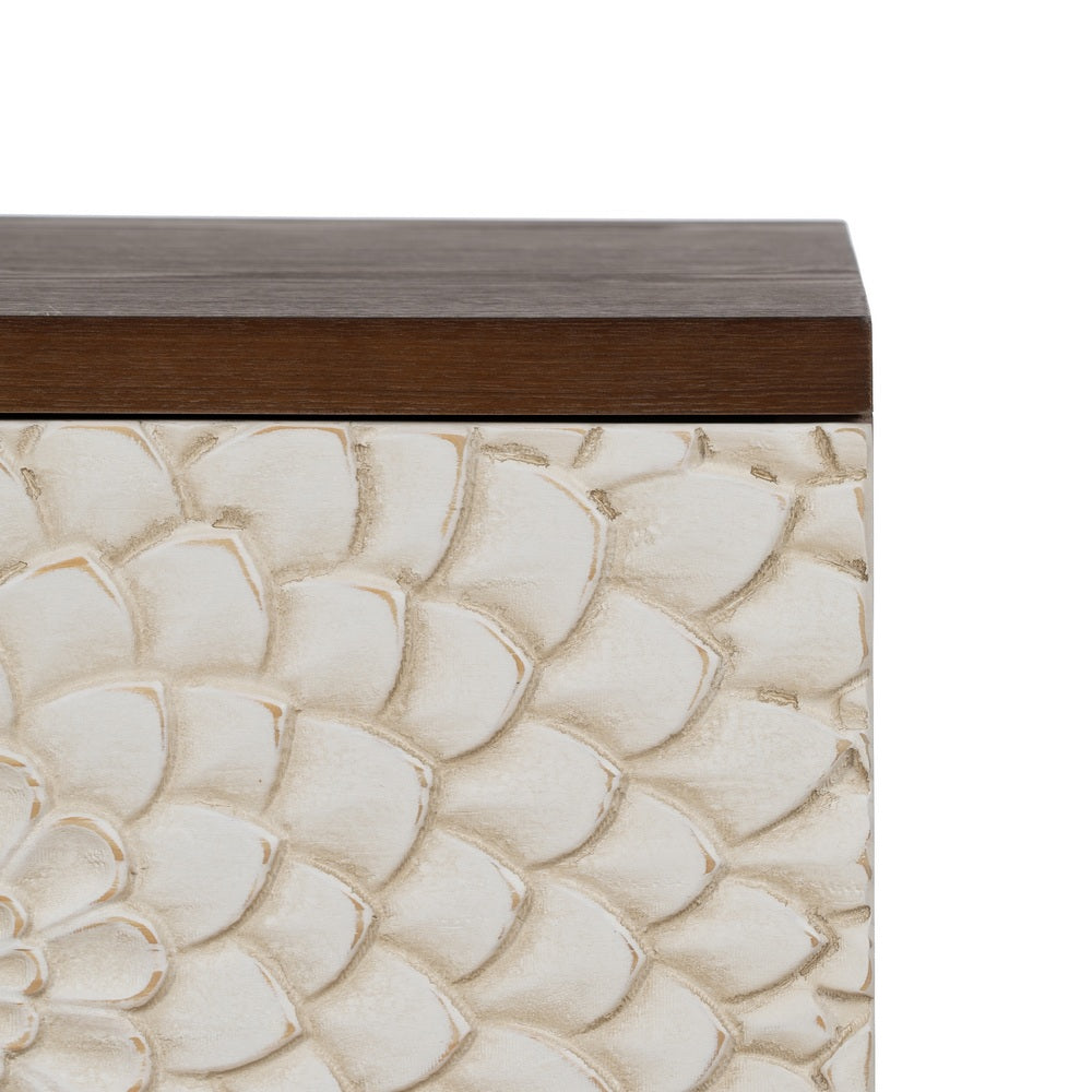 MESITA TALLADA BLANCO-MARRÓN DM-MADERA 48 X 36 X 60 CM