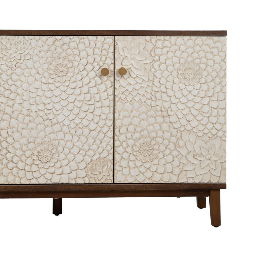 APARADOR TALLADA BLANCO-MARRÓN DM-MADERA 135 X 40 X 80 CM