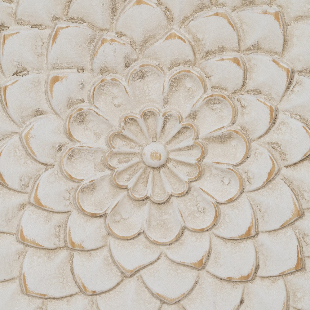 WHITE-BROWN CARVED SIDEBOARD MDF-WOOD 135 X 40 X 80 CM