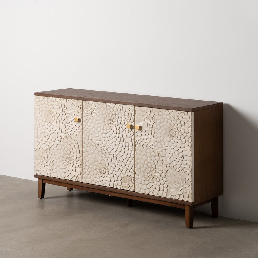 APARADOR TALLADA BLANCO-MARRÓN DM-MADERA 135 X 40 X 80 CM