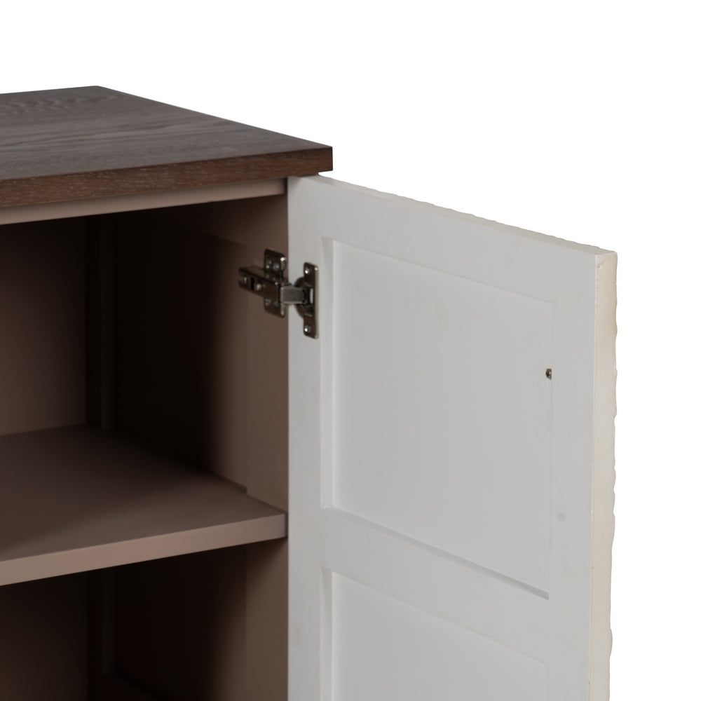 MUEBLE RECIBIDOR TALLADA BLANCO-MARRÓN 80 X 39 X 80 CM