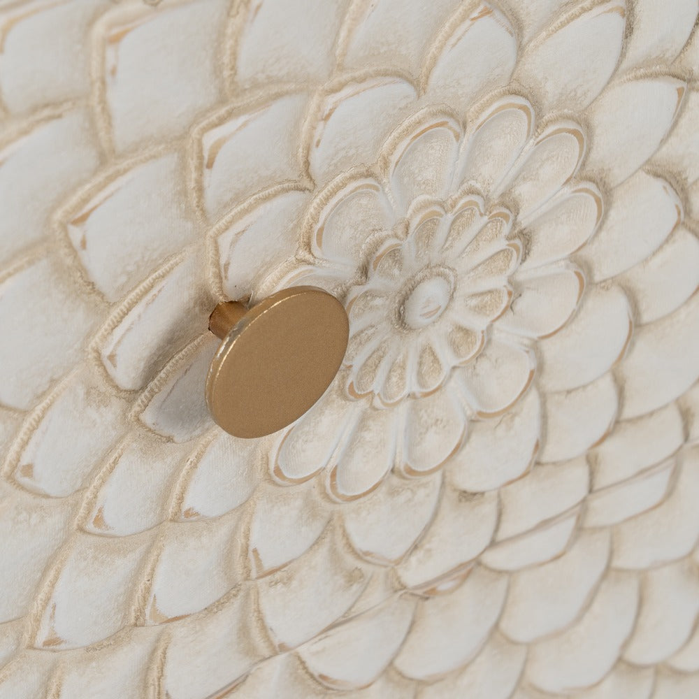 MUEBLE RECIBIDOR TALLADA BLANCO-MARRÓN 80 X 39 X 80 CM