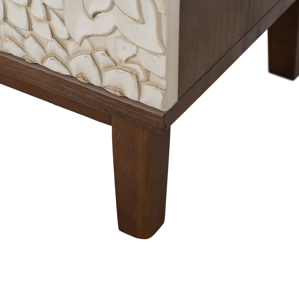 MUEBLE RECIBIDOR TALLADA BLANCO-MARRÓN 80 X 39 X 80 CM