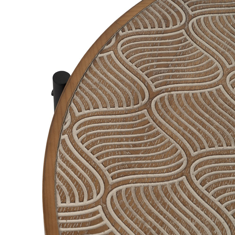 MESA CENTRO NATURAL-NEGRO METAL-MADERA 89 X 89 X 42,50 CM