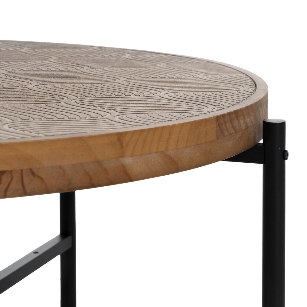 MESA CENTRO NATURAL-NEGRO METAL-MADERA 89 X 89 X 42,50 CM