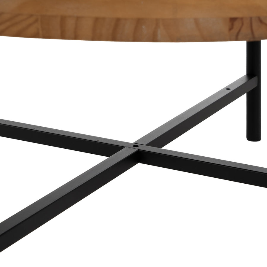 MESA CENTRO NATURAL-NEGRO METAL-MADERA 89 X 89 X 42,50 CM