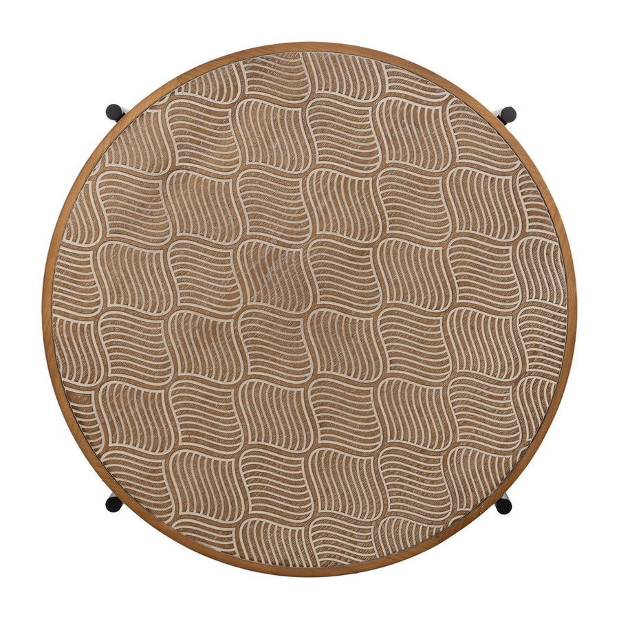 MESA CENTRO NATURAL-NEGRO METAL-MADERA 89 X 89 X 42,50 CM