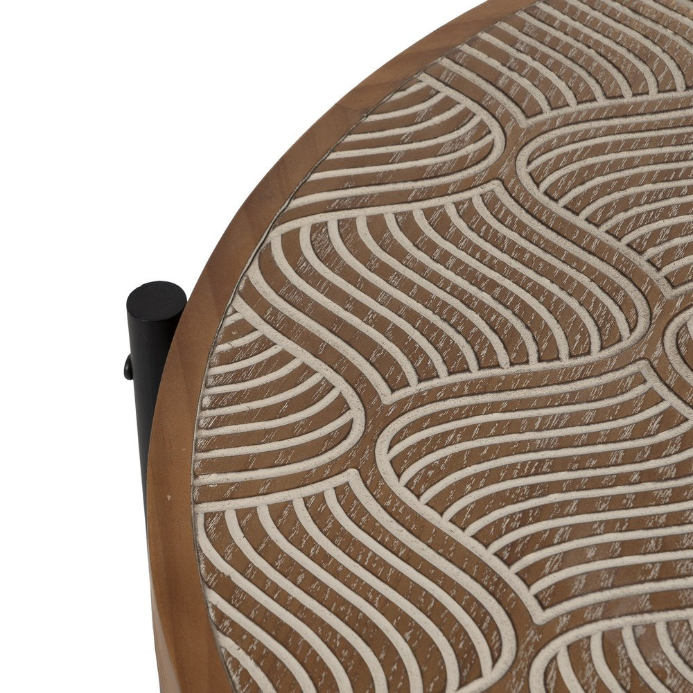 MESITA NATURAL-NEGRO METAL-MADERA 69 X 69 X 52,50 CM