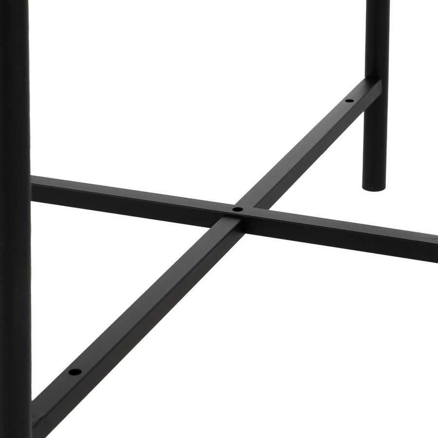 NATURAL-BLACK METAL-WOOD SIDE TABLE 69 X 69 X 52.50 CM