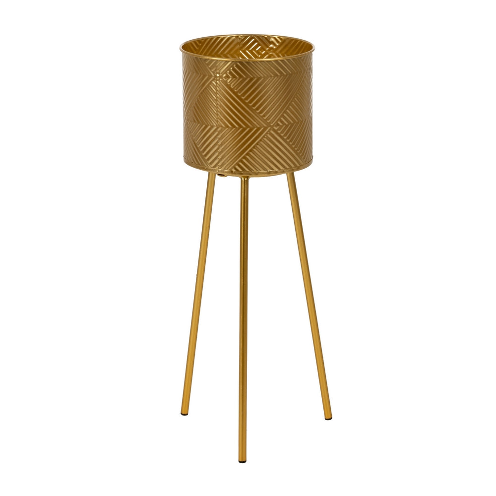 SET OF 2 GOLD METAL PLANTERS 28 X 24 X 71.50 CM