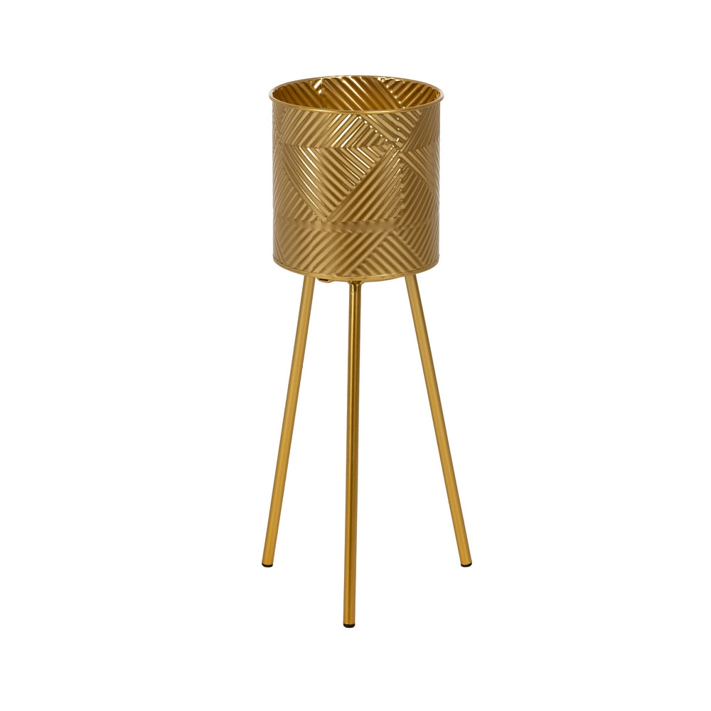 SET OF 2 GOLD METAL PLANTERS 28 X 24 X 71.50 CM