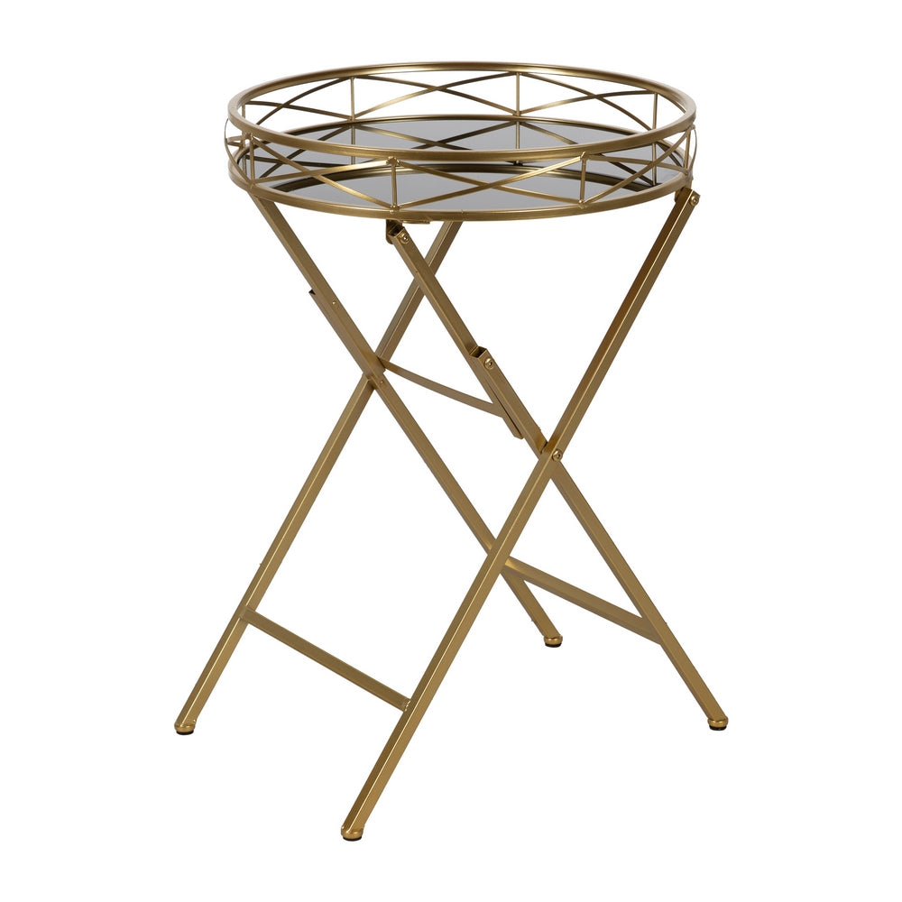 GOLD METAL-GLASS SIDE TABLE DECORATION 51 X 49 X 71.30 CM