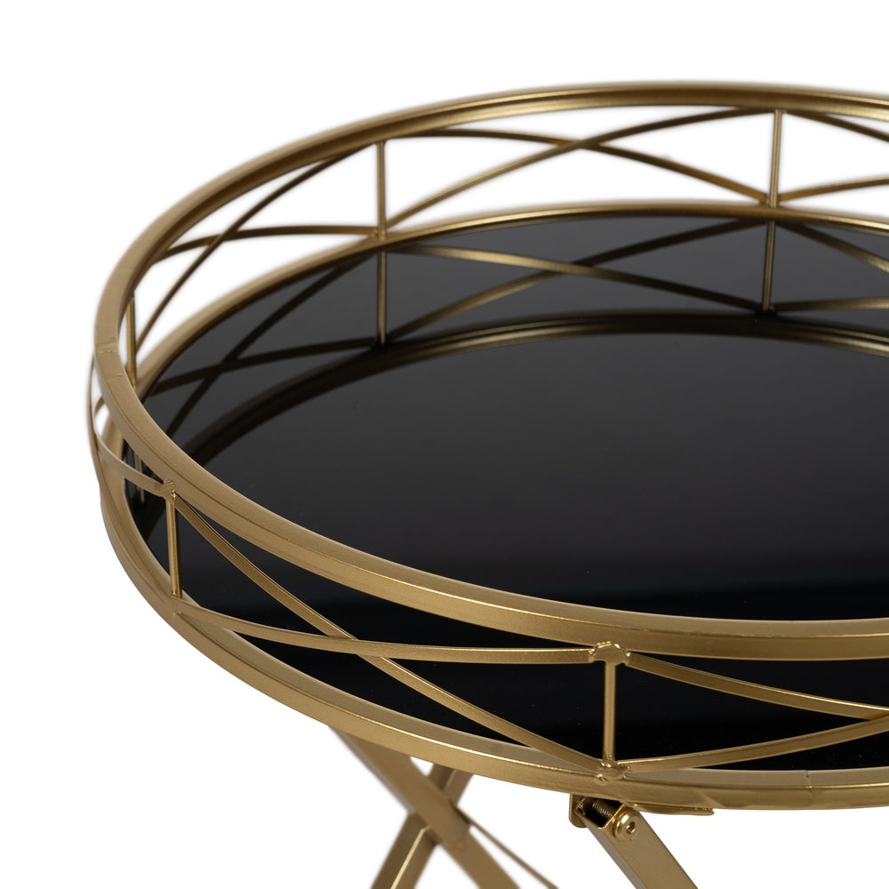 GOLD METAL-GLASS SIDE TABLE DECORATION 51 X 49 X 71.30 CM
