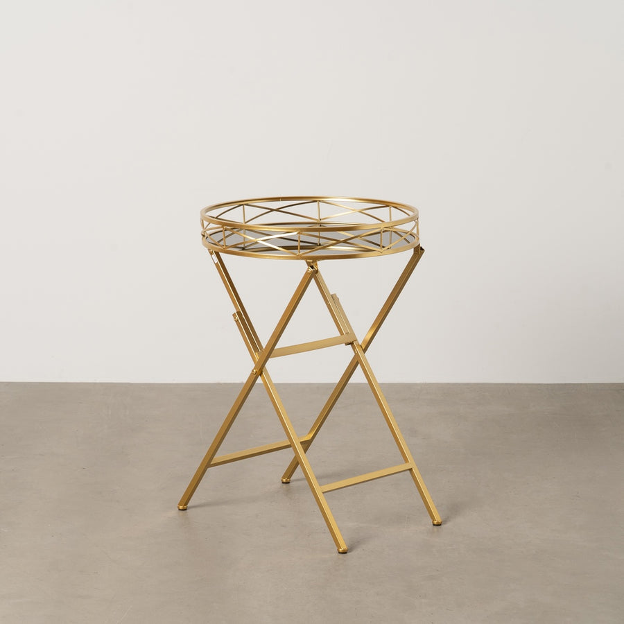 GOLD METAL-GLASS DECORATIVE TABLE 51 X 49 X 71.30 CM