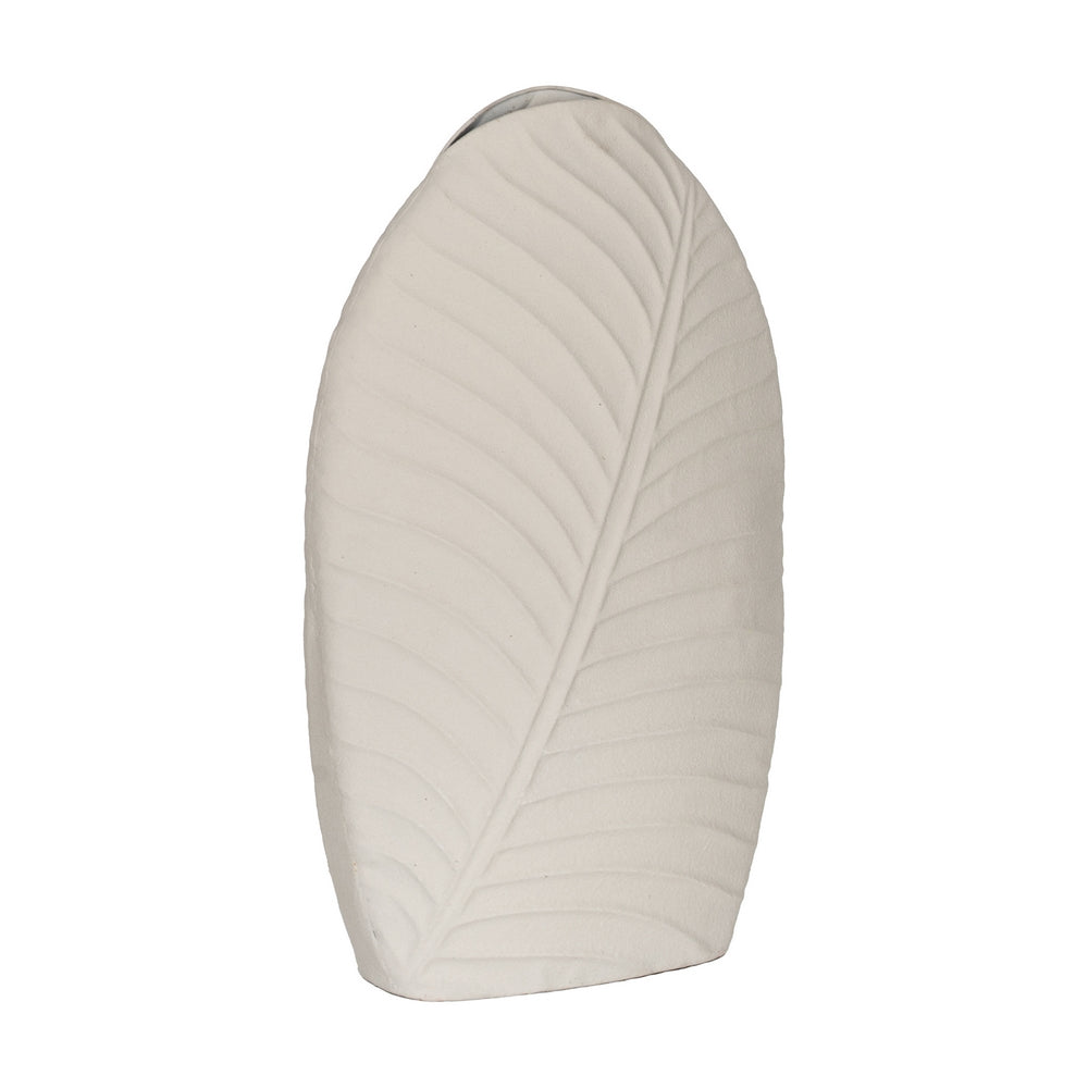 JARRÓN BLANCO METAL DECORACIÓN 26 X 11 X 41 CM