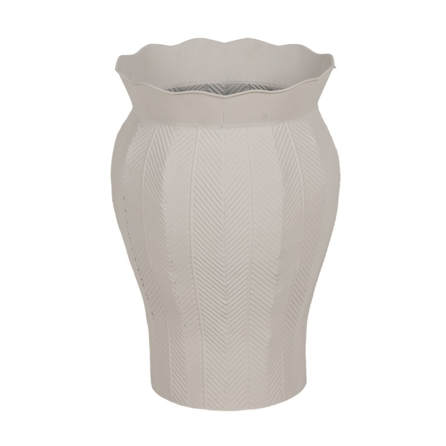 SET OF 2 WHITE METAL PLANTERS DECORATION 25.50 X 25.50 X 44.50