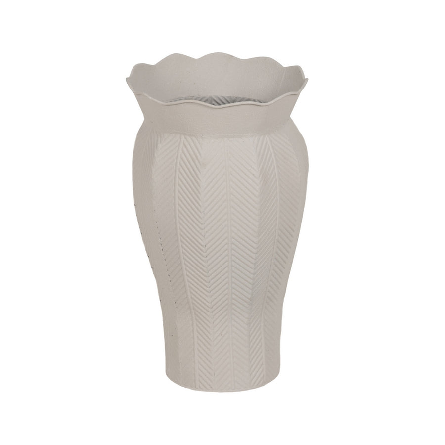 SET OF 2 WHITE METAL PLANTERS DECORATION 25.50 X 25.50 X 44.50