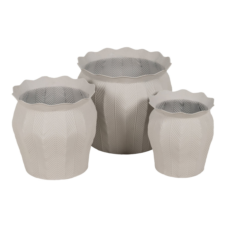 S/3 MACETEROS BLANCO METAL DECORACIÓN 25 X 25 X 28 CM